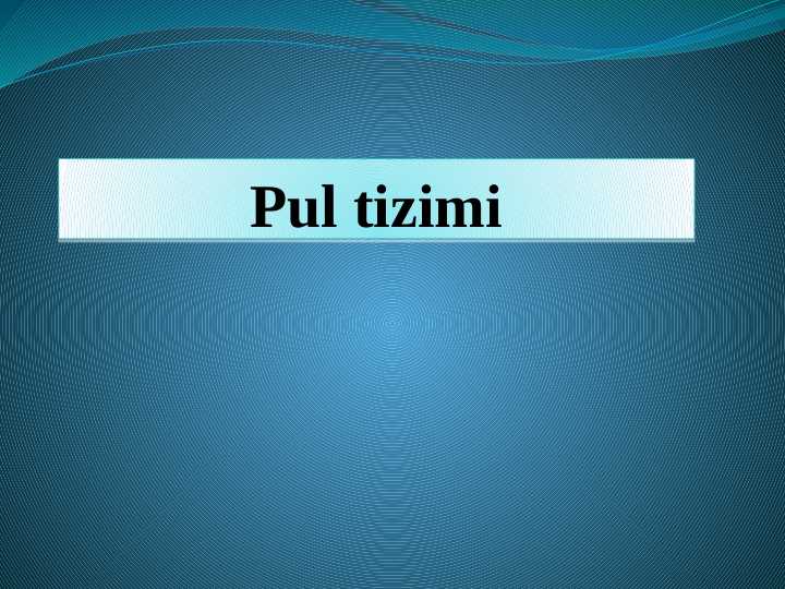 Pul tizimi. Pul tizimi