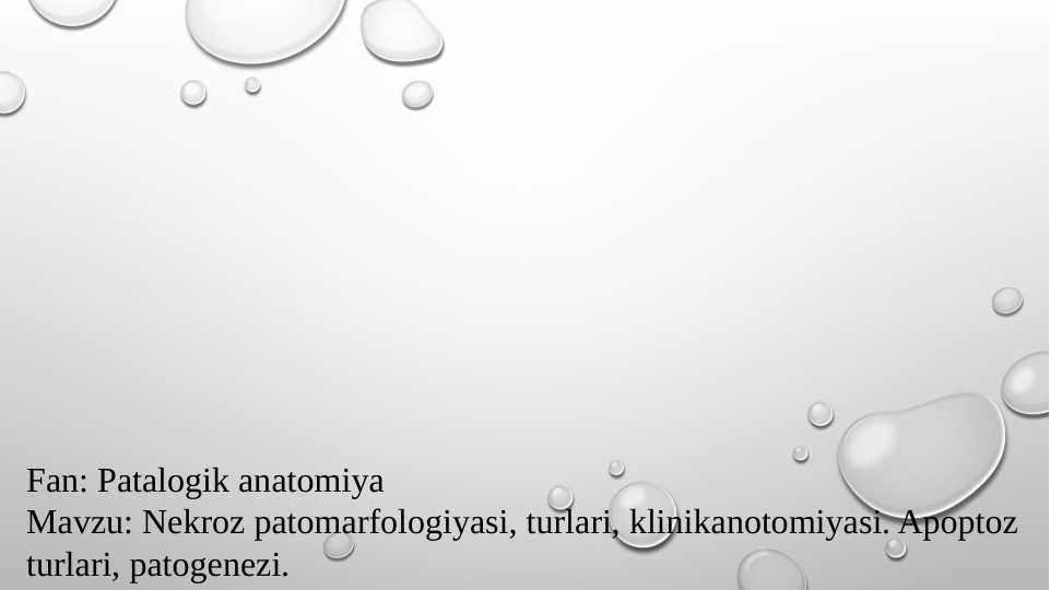 Nekroz patomarfologiyasi, turlari, klinikanotomiyasi. Apoptoz turlari, patogenezi.