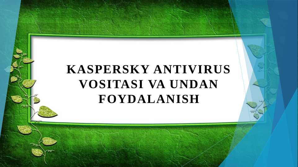 Kaspersky antivirus vositasi va undan foydalanish