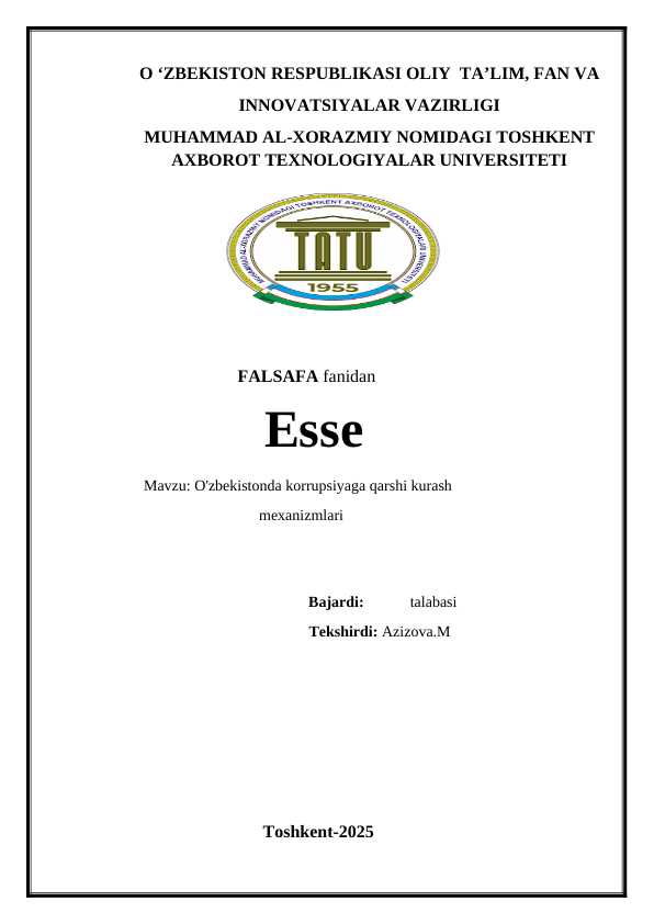 Falsafa fanidan esse tayyori