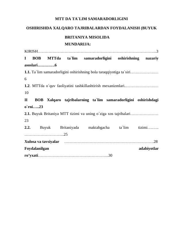 MMT Da taʼlim samaradorligini oshirishda xalqaro tajribalardan foidalanish.Buyuk Britaniya misolida
