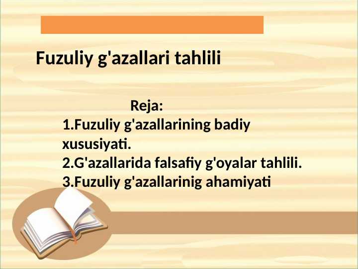 Fuzuliy g'azallari tahlili