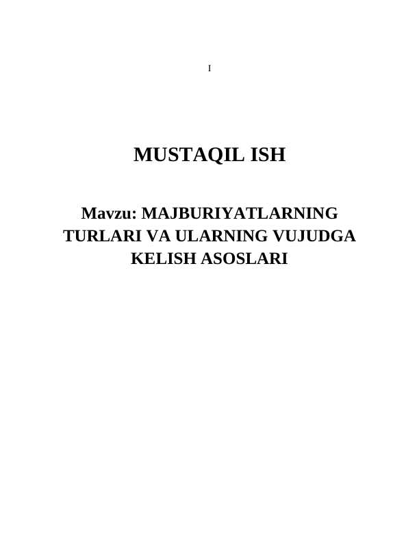 Majburiyatlarning turlari va ularning vujudga kelish asoslari