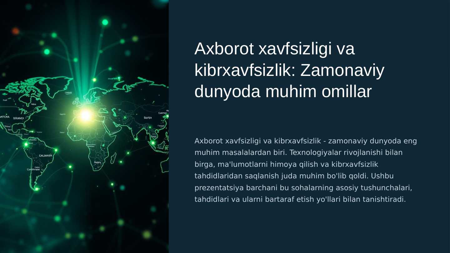Axborot xavfsizligi va kibrxavfsizlik: Zamonaviy dunyoda muhim omillar