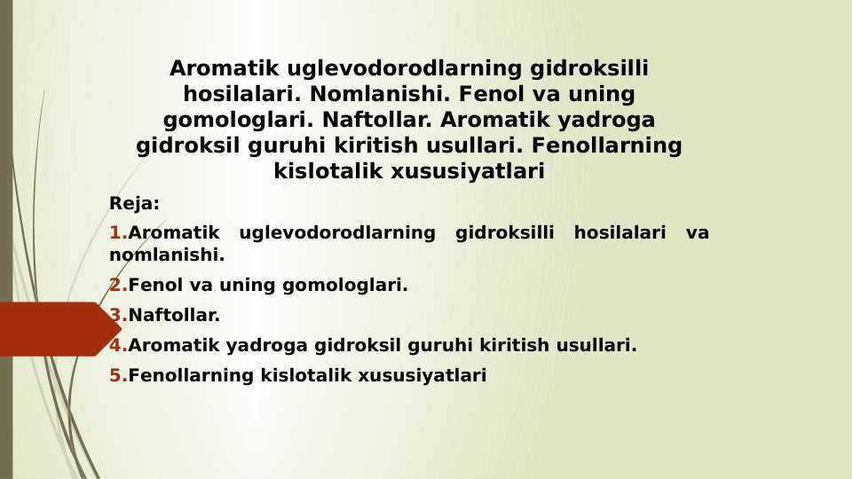 Aromatik uglevodorodlarning gidroksilli hosilalari