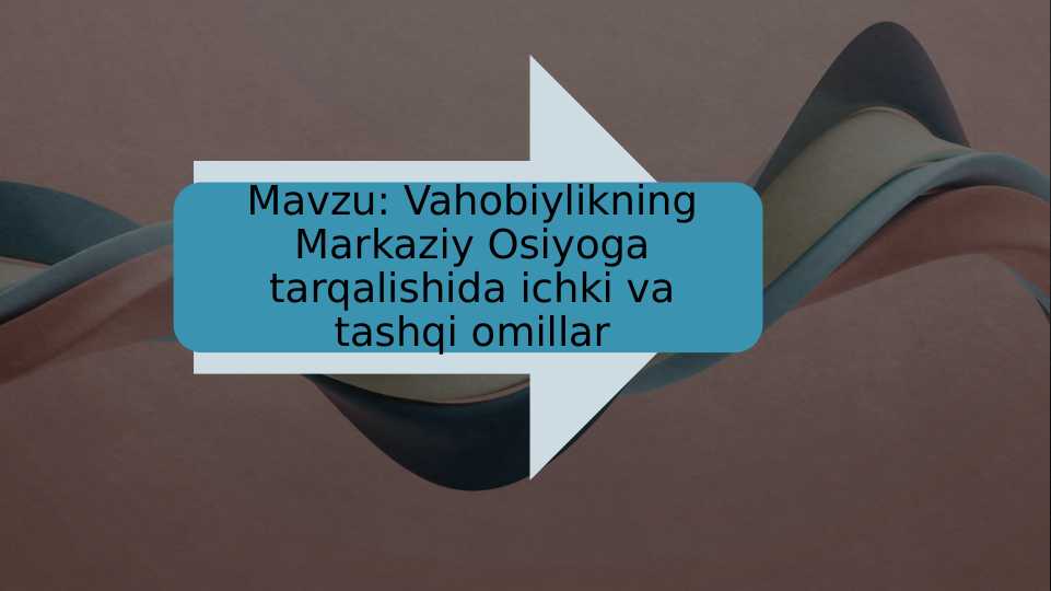 Vahobiylikning Markaziy Osiyoga tarqalishida ichki va tashqi omillar