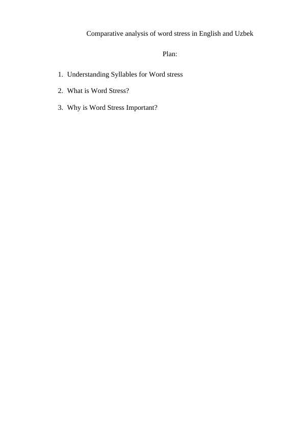 Comparative analysis of word stress in English and Uzbek