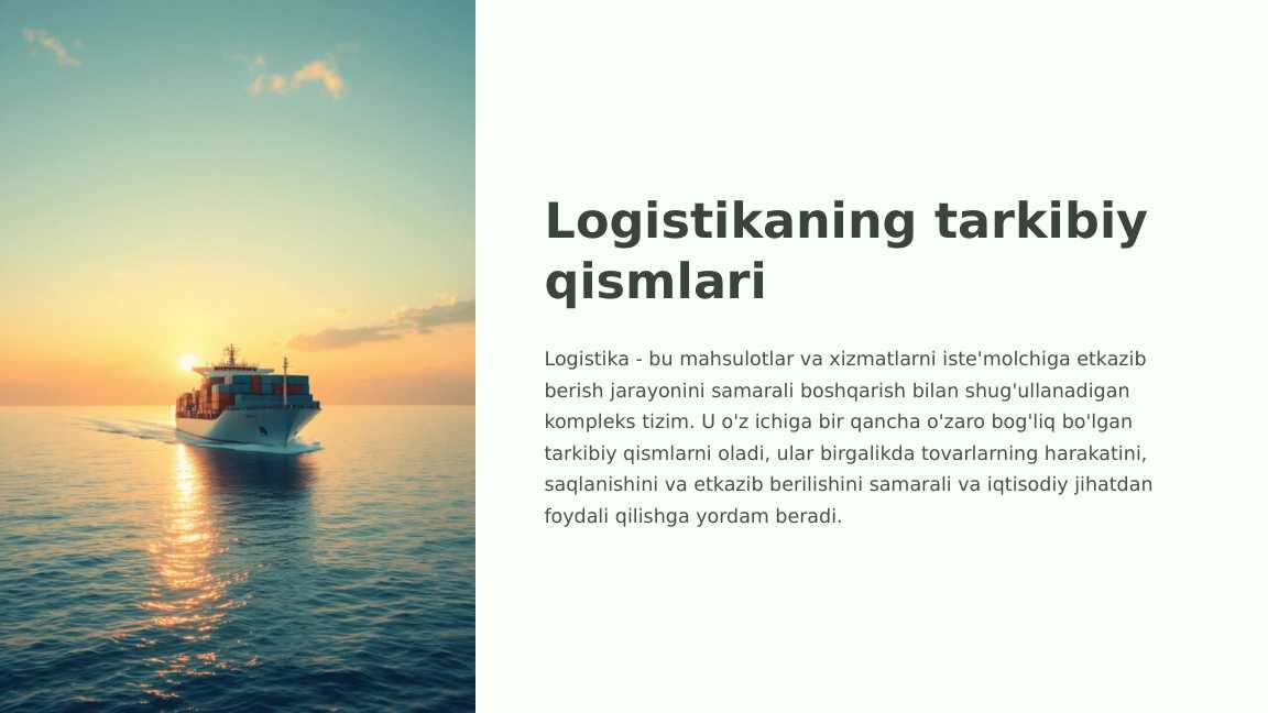Logistikaning tarkibiy qismlari