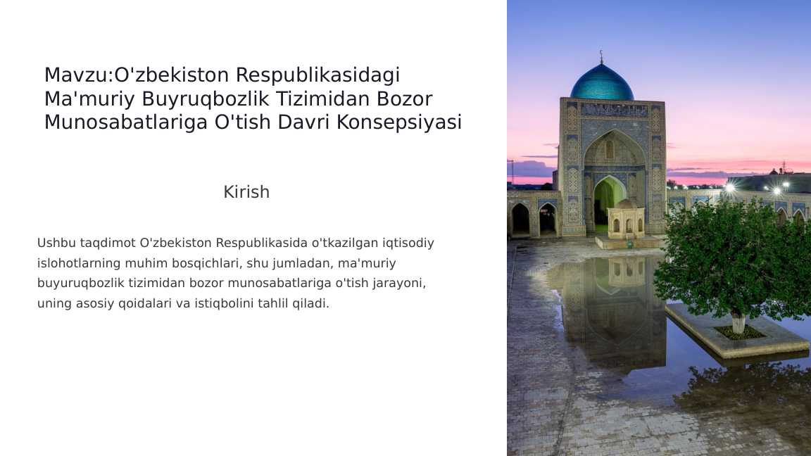 O'zbekiston Respublikasidagi Ma'muriy Buyruqbozlik Tizimidan Bozor ...