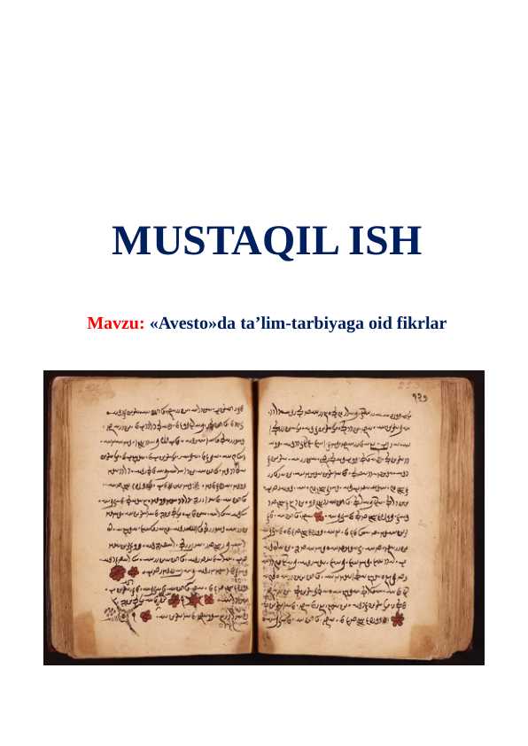 “Avesto”da ta’lim-tarbiyaga oid fikrlar
