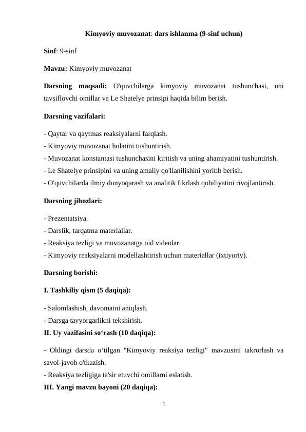 Kimyoviy muvozanat.dars ishlanma.docx