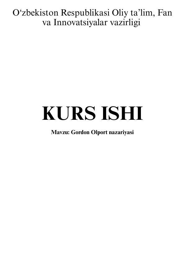 Gordon Olport nazariyasi
