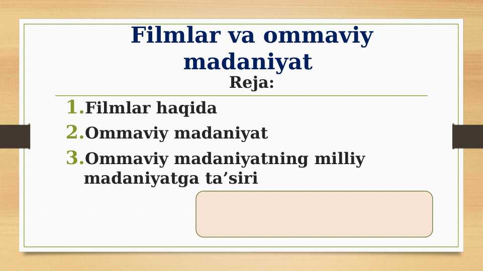 Filmlar va ommaviy madaniyat