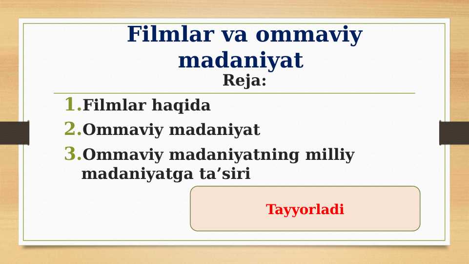 Filmlar va ommaviy madaniyat