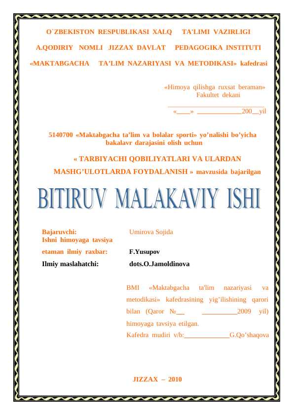 TАRBIYACHI QОBILIYATLАRI VА ULАRDАN MАSHG’ULОTLАRDА FОYDАLАNISH