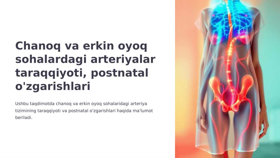Chanoq va erkin oyoq sohalardagi arteriyalar taraqqiyoti, postnatal o'zgarishlari