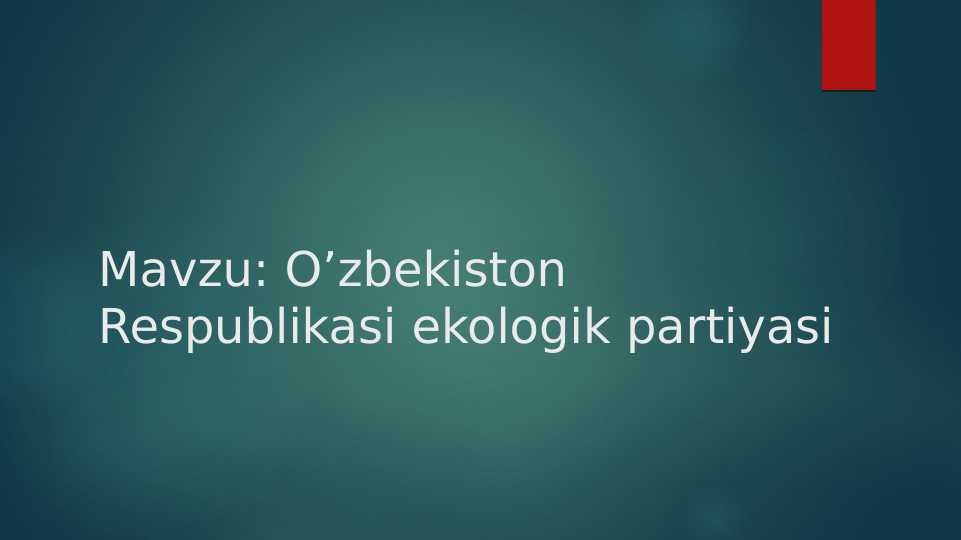 O’zbekiston Respublikasi ekologik partiyasi