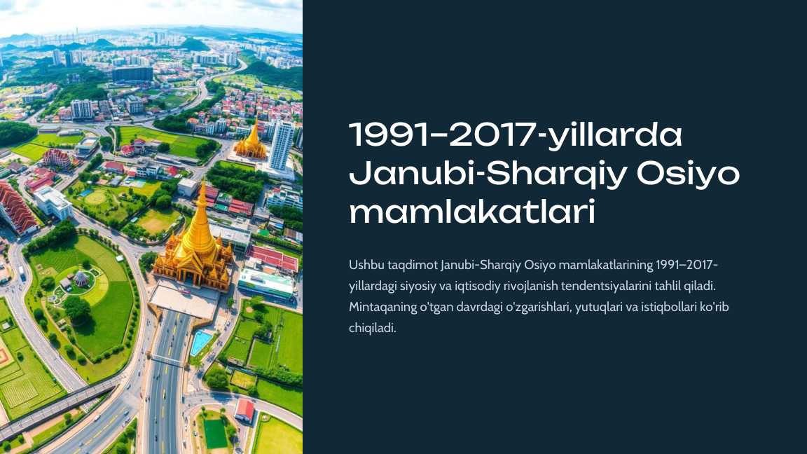 (11-Sinf Jahon Tarix BSB )1991–2017-yillarda Janubi-Sharqiy Osiyo mamlakatlari