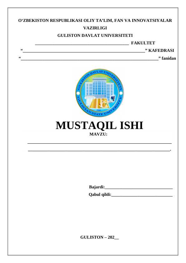 MUSTAQIL ISH TITULKAGA