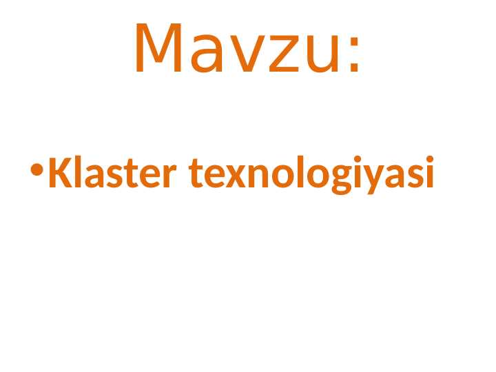 Klaster texnologiyasi