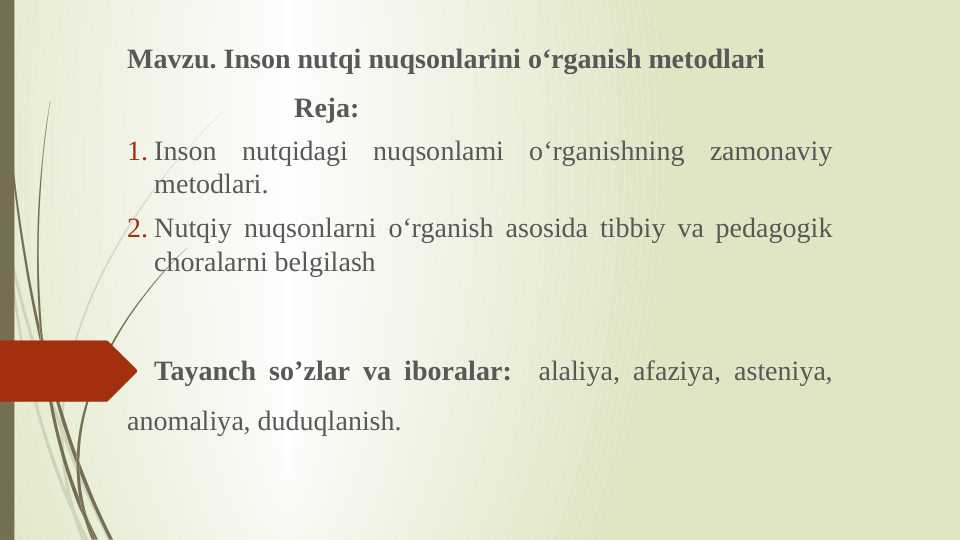 Inson nutqi nuqsonlarini o‘rganish metodlari (72 betli)