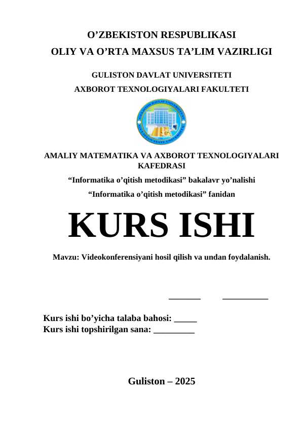 Videokonferensiyani hosil qilish va undan foydalanish