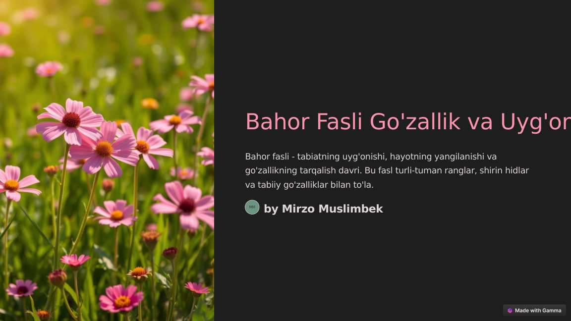 Bahor Fasli Go'zallik va Uyg'onish