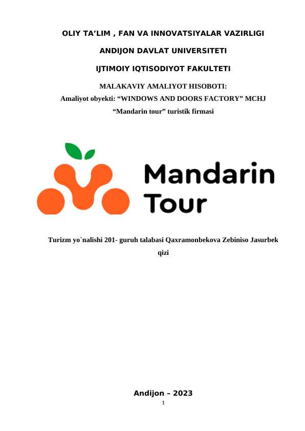 “Mandarin tour” turistik firmasi