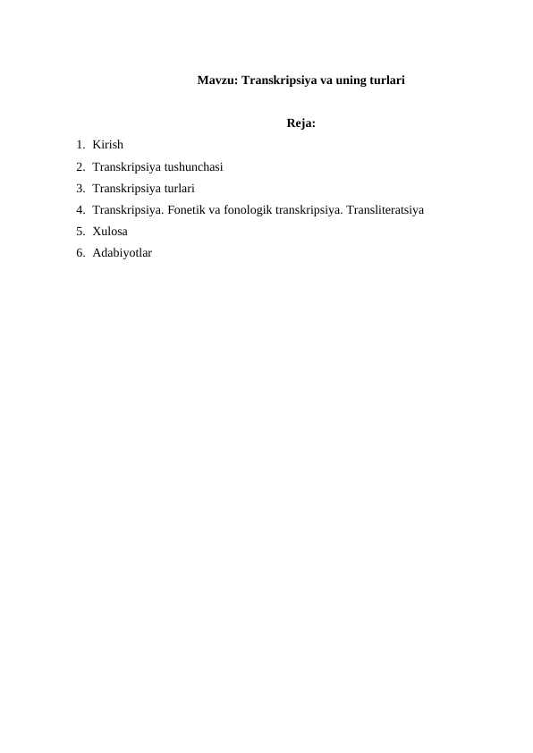 Transkripsiya va uning turlari