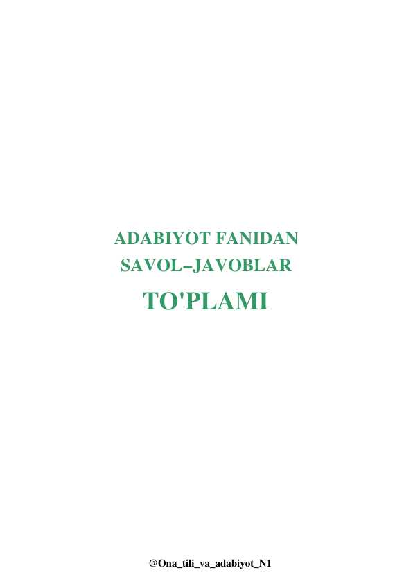 Adabiyot fanidan savol-javoblar