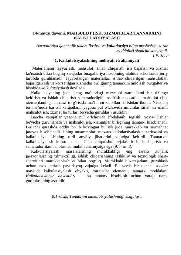 MAHSULOT (ISH, XIZMATJLAR TANNARXINI KALKULYATSIYALASH... .docx