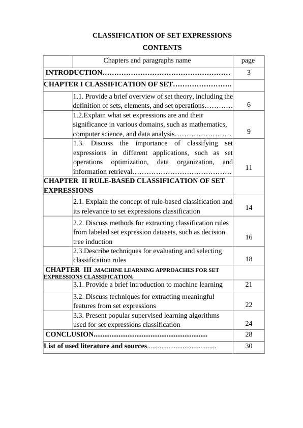 Expression Classification CLASSIFICATION OF SET EXPRESSIONS