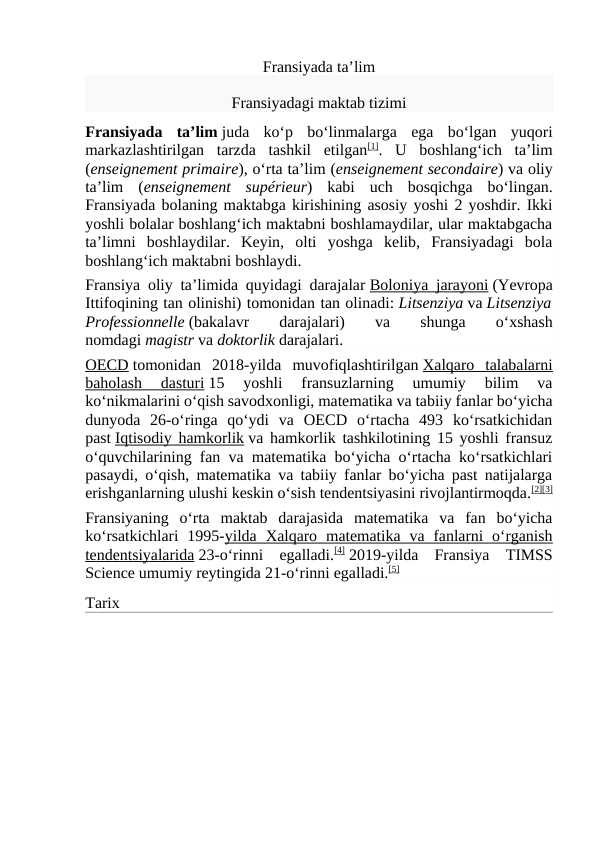Fransiyada ta’lim