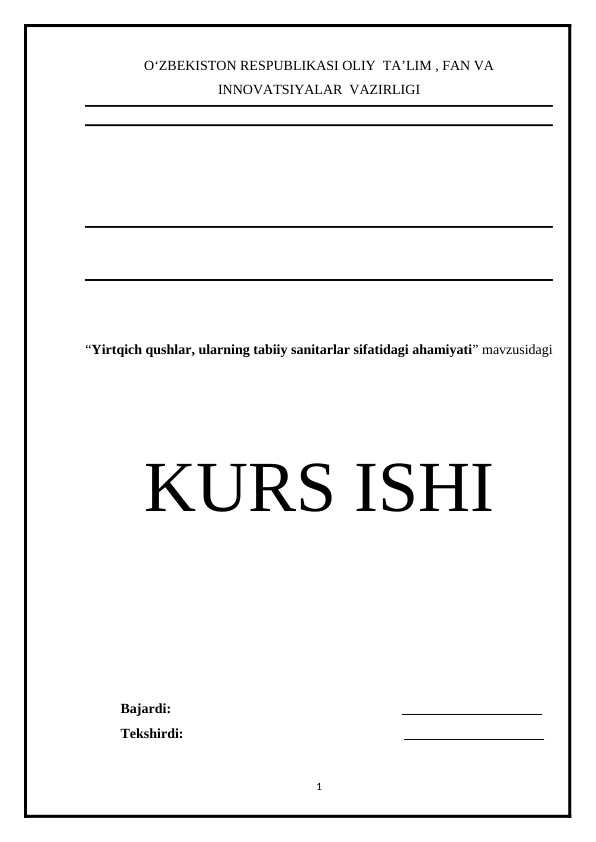 Yirtqich qushlar, ularning tabiiy sanitarlar sifatidagi ahamiyati