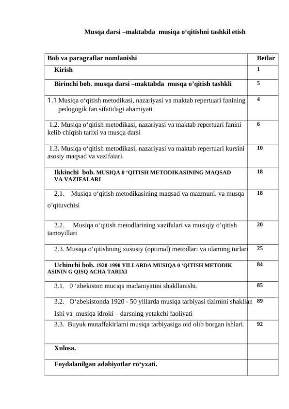 Musqa darsi –maktabda musiqa o‘qitishni tashkil etish