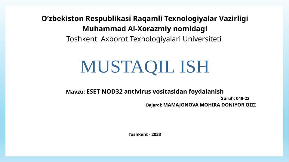 ESET NOD32 antivirus vositasidan foydalanish