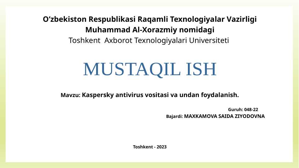 Kaspersky antivirus vositasi va undan foydalanish