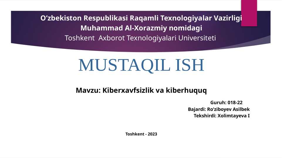 Kiberxavfsizlik va kiberhuquq