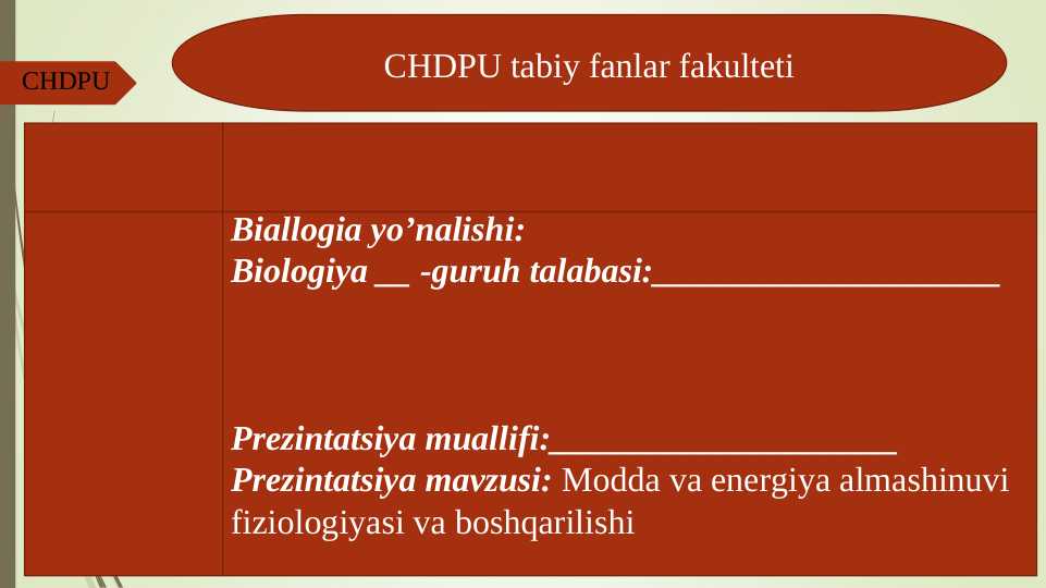 Modda va energiya almashinuvi fiziologiyasi va boshqarilishi
