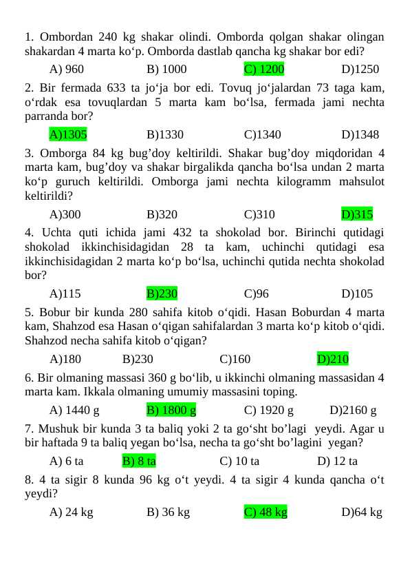 2-3-4- sinflar uchun 10 ta masala To'garak uchun. Agar kimga shunday logikali masalalar kerak bo'lsa : +998906638405