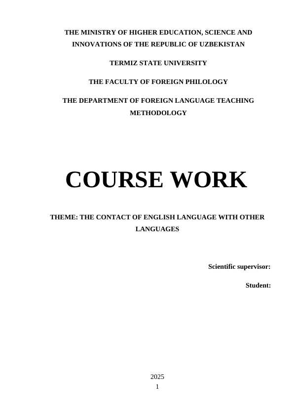 THE CONTACT OF ENGLISH LANGUAGE WITH OTHER LANGUAGES
