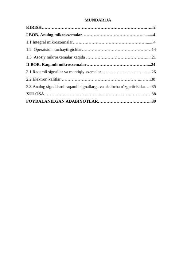 Analog va raqamli mikrosxemalar to'g'rilangani