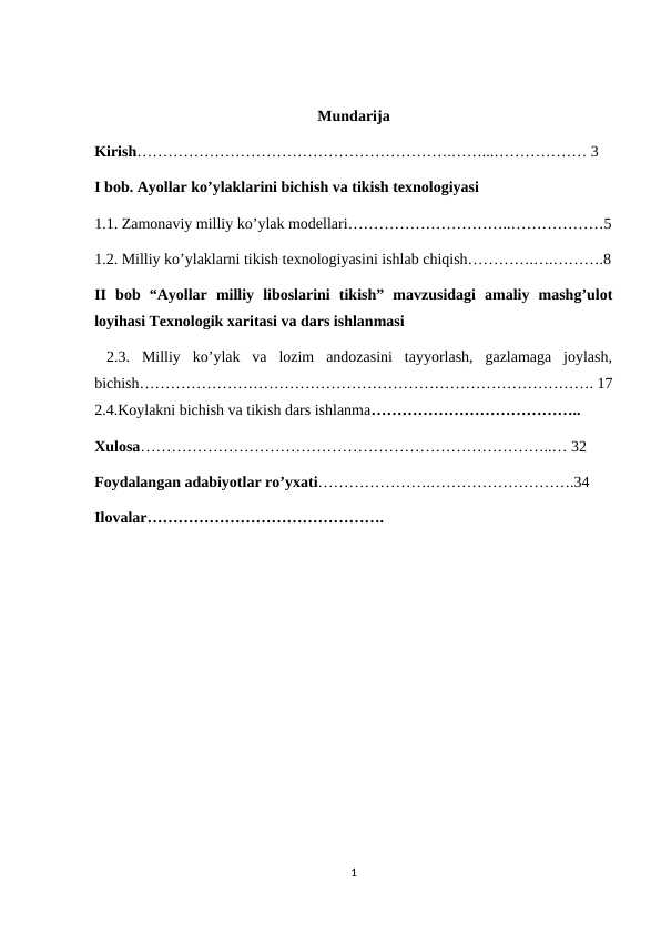 Koʻylakni bichish va tayyorlash texnologiyalar