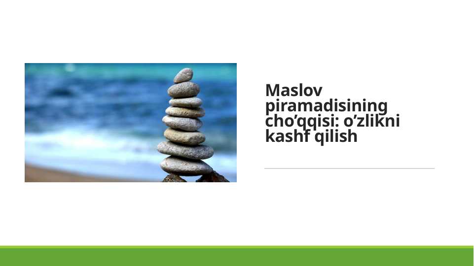 Maslov piramadisining cho’qqisi: o’zlikni kashf qilish