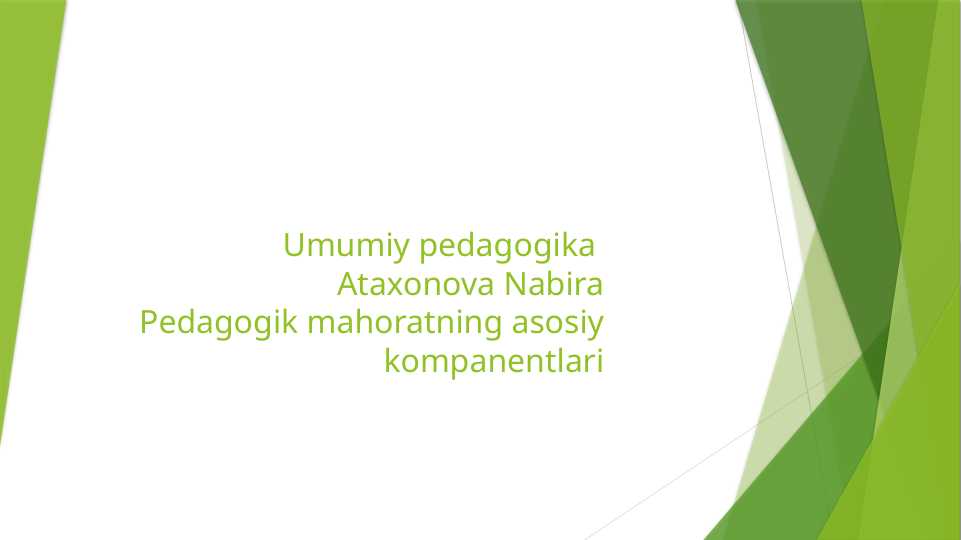 PEDAGOGIKA FANINING KOMPANENTLARI