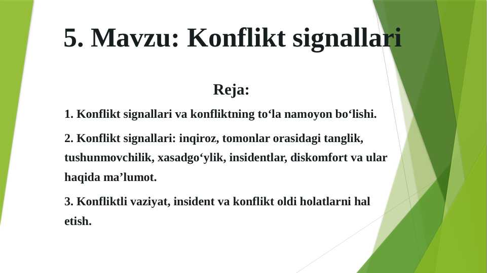 Mavzu: Konflikt signallari