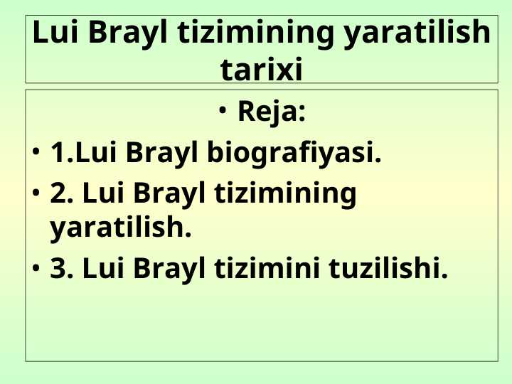 Lui Brayl tizimining yaratilish tarixi
