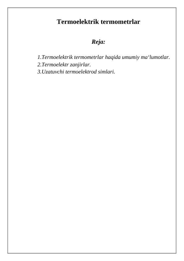 termoelektrik termometrlarning ishlash prinsipi