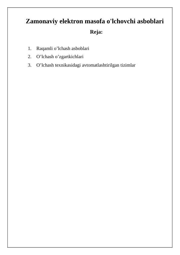 Zamonaviy elektron masofa o'lchovchi asboblari