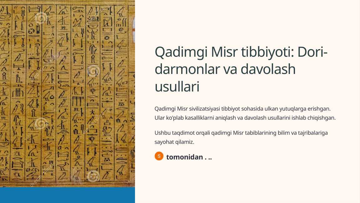 Qadimgi Misr tibbiyoti Dori-darmonlar va davolash usullari